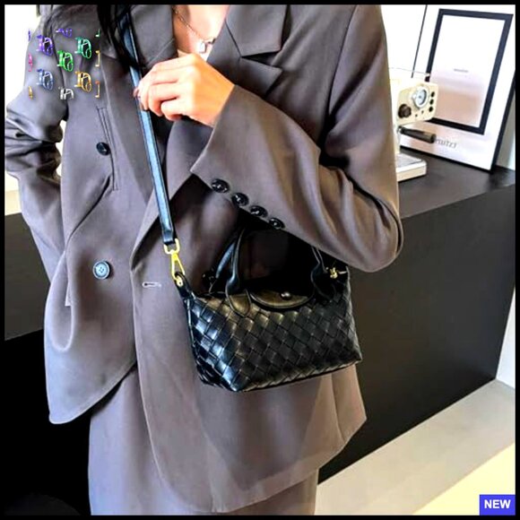 Braided Faux Leather Satchel Handbag Top Handle Adjustable Strap Hobo Chic - Picture 3 of 7